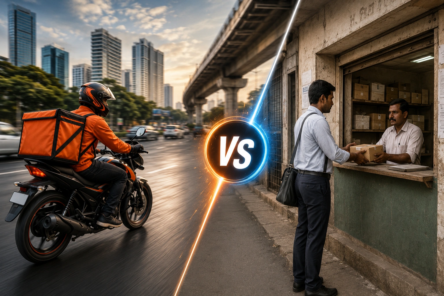 Biker Delivery vs Traditional Courier Comparison Chart